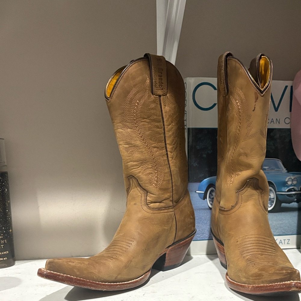 Tan Leather Cowboy Boots
